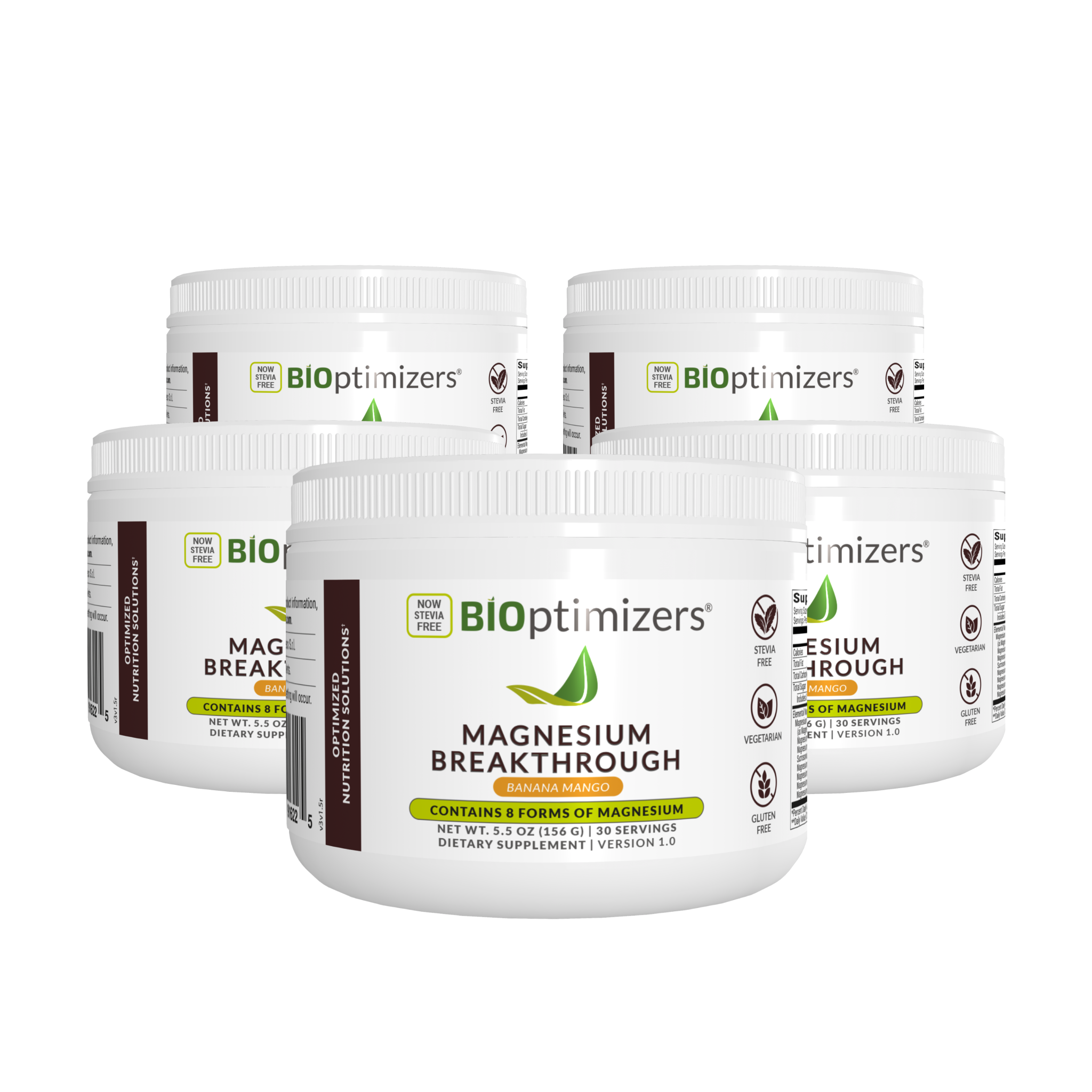 The Importance Of Getting All 8 Forms Of Magnesium For Optimal Health 1 Magnesium Breakthrough Drink - Banana Mango (30 Servings) - 5 Jars - Subscription