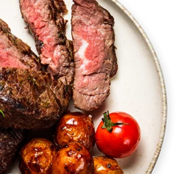cooked steak sliced