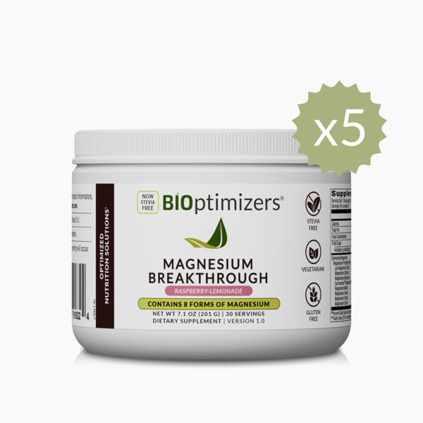 MAGNESIUM BREAKTHROUGH DRINK - Raspberry Lemonade (30 Servings) - 5 Jars - Subscription