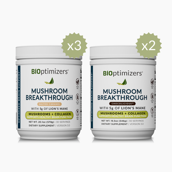 Mushroom Breakthrough Salted Caramel (3 jars) & Chocolicious (2 jars) - 30 Servings