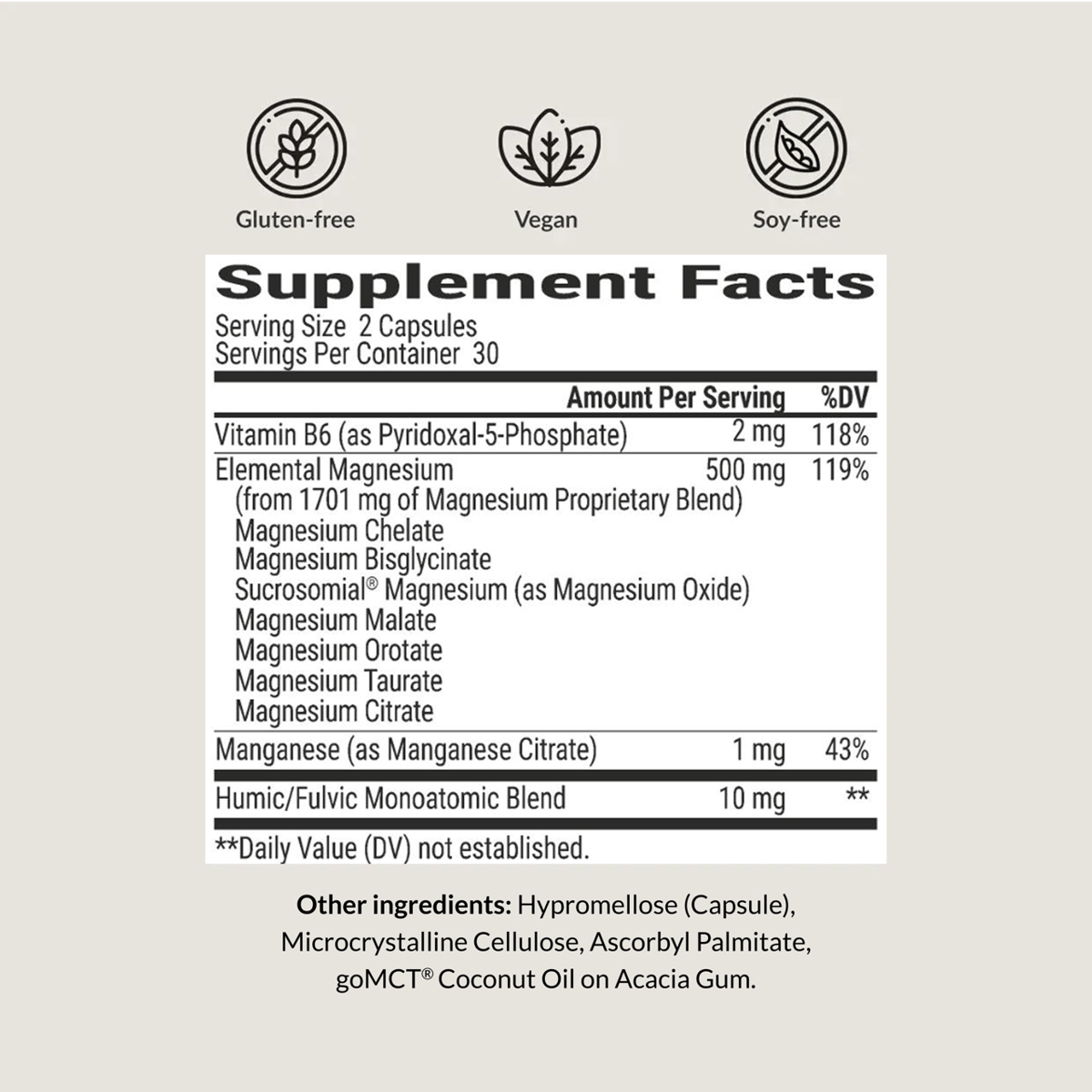 Bioptimizer Magnesium Breakthrough supplement facts panel